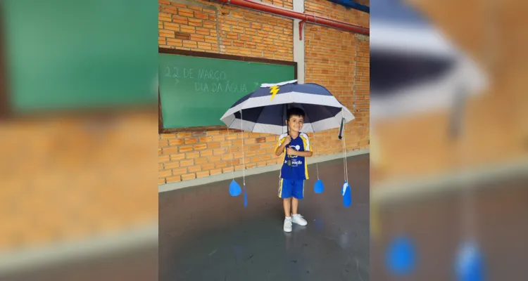 Para melhorar a compreensão dos alunos a professora confeccionou um guarda-chuva didático 