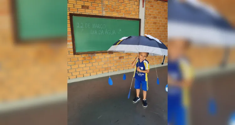 Para melhorar a compreensão dos alunos a professora confeccionou um guarda-chuva didático 