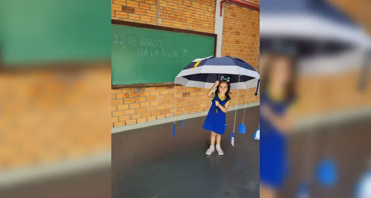 Para melhorar a compreensão dos alunos a professora confeccionou um guarda-chuva didático 