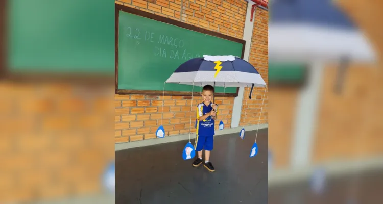 Para melhorar a compreensão dos alunos a professora confeccionou um guarda-chuva didático 