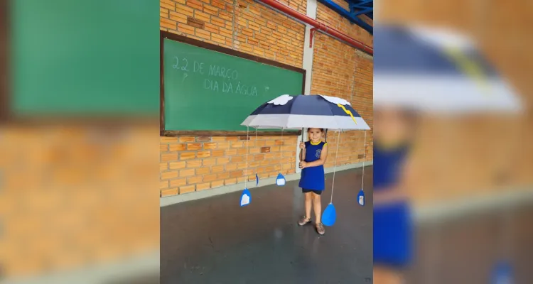 Para melhorar a compreensão dos alunos a professora confeccionou um guarda-chuva didático 