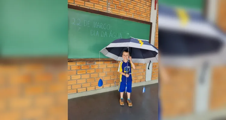 Para melhorar a compreensão dos alunos a professora confeccionou um guarda-chuva didático 