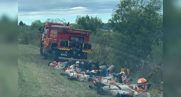 Foram três dias de trabalho, sob a orientação do Corpo de Bombeiros do Paraná