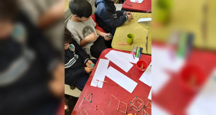 Educandos colocaram a 'mão na massinha' para construir valoroso trabalho matemático