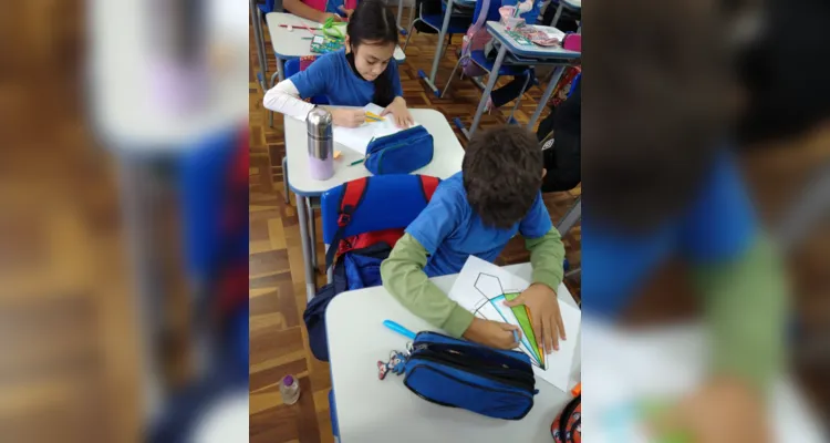 Com a montagem dos sólidos, os alunos puderam compreender melhor a formação e as partes que compõem o objeto de estudo 