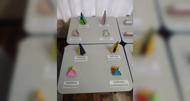 Com a montagem dos sólidos, os alunos puderam compreender melhor a formação e as partes que compõem o objeto de estudo 