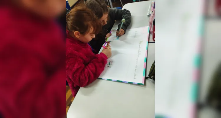 A turma confeccionou cartazes com o intuito de transmitir aos colegas da escola o aprendizado adquirido nas atividades