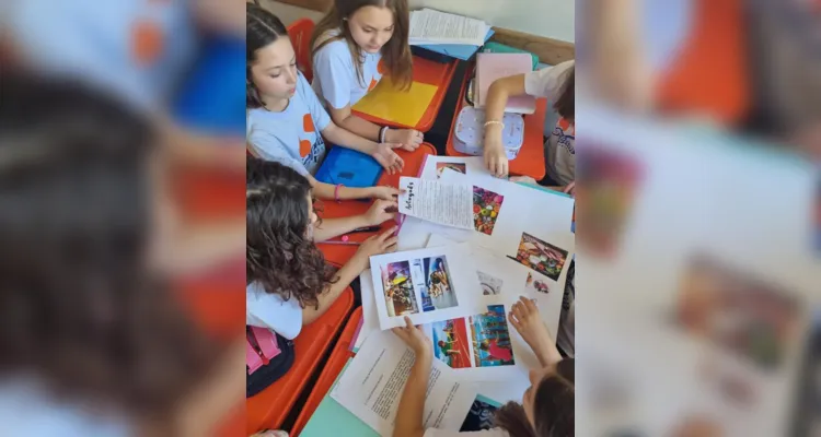 Os alunos produziram cartazes utilizando as informações que descobriram através de pesquisas