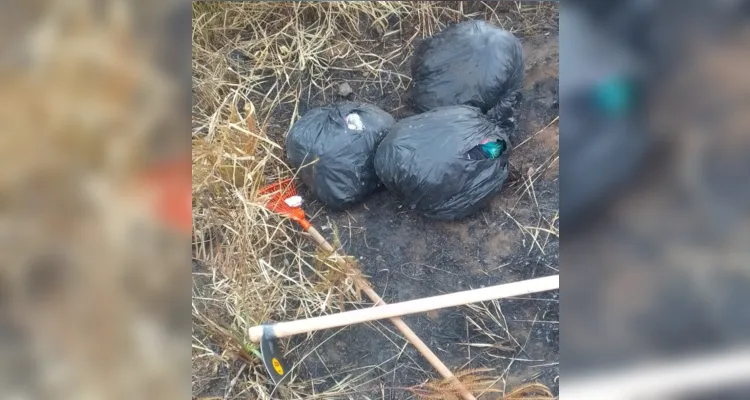 Alguns produtos estavam ensacados e foram recuperados em um terreno baldio