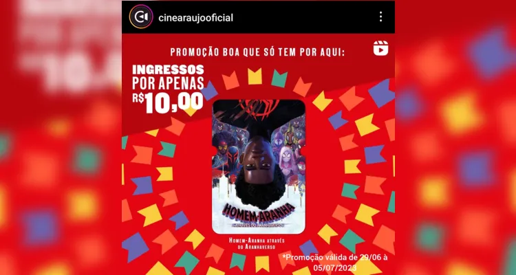 A promoção de ingressos por R$10 é válida entre os dias 29 de junho e 05 de julho