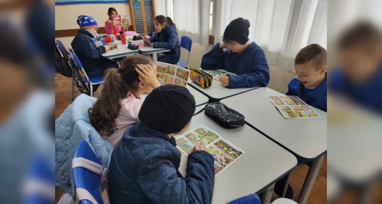 Como atividade, a turma reescreveu histórias em quadrinho sobre personagens do folclore