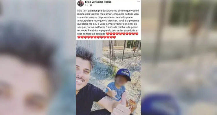 Érico morreu 5 dias após aniversário do filho