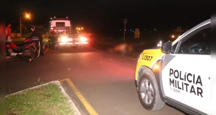 Guincho da Polícia Militar fez a retirada do animal da via pública.