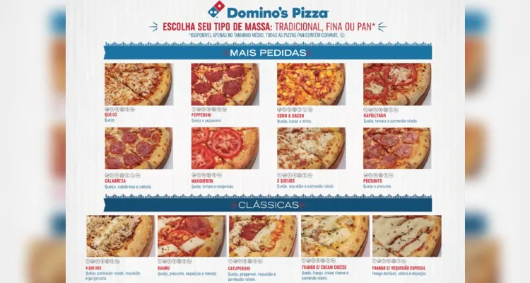 Confira o cardápio da Domino's