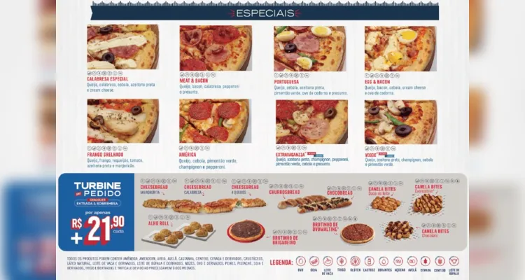 Confira o cardápio da Domino's