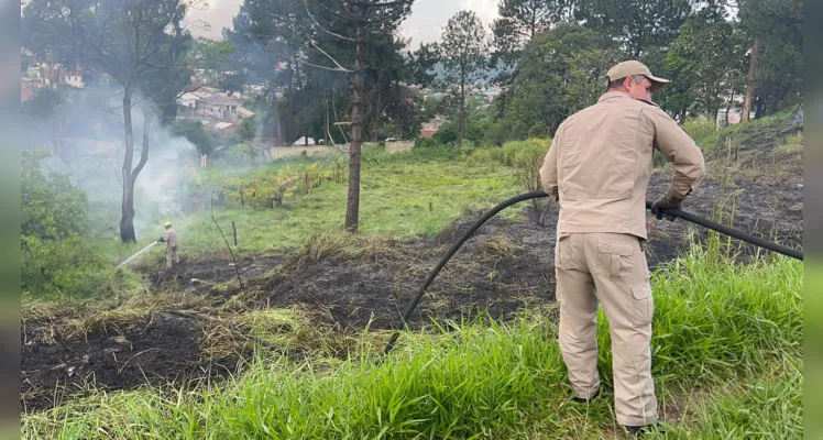 Incêndio próximo à rodovia de PG mobiliza equipe dos Bombeiros