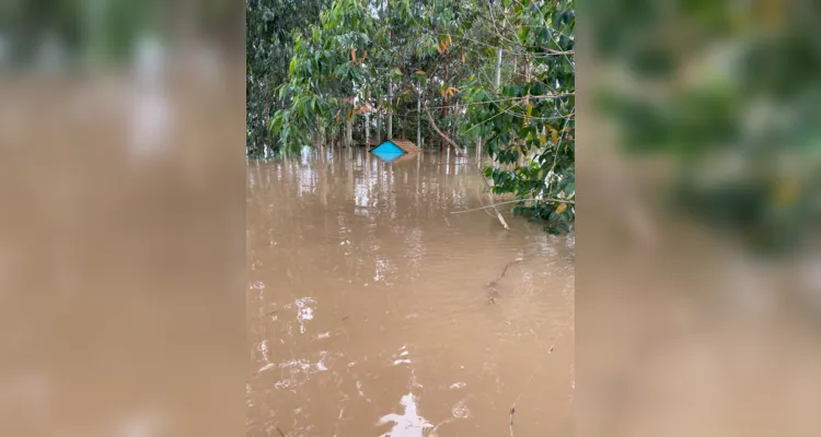 Água subiu e alagou completamente três casas - duas ficaram parcialmente alagadas