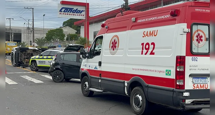 Acidente ocorreu na Avenida Monteiro Lobato e envolveu um Fiat Pálio, uma caminhonete Ford Ranger, uma caminhonete Chevrolet S10 e uma motocicleta Yamaha 150.