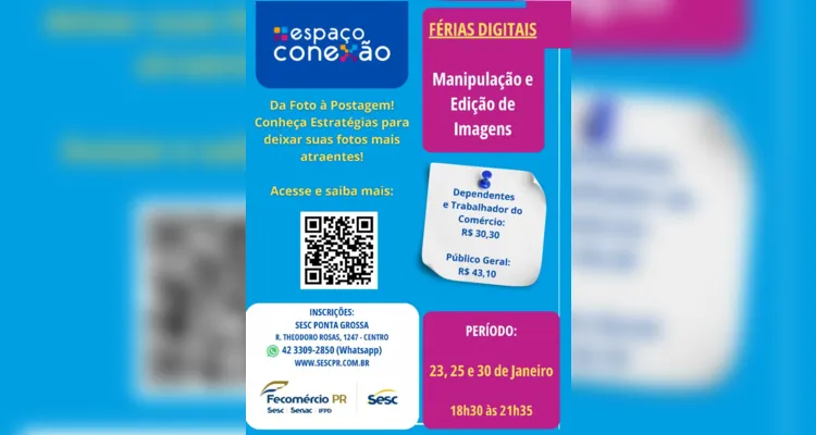 Sesc abre cursos para comerciários e público geral de PG