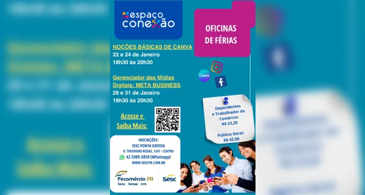 Sesc abre cursos para comerciários e público geral de PG