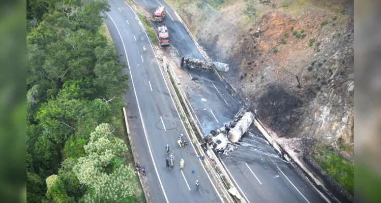 Imagens aéreas mostram dimensão do grave acidente em Tibagi