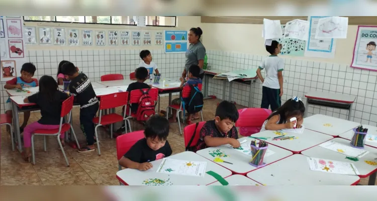 Confira os registros do passeio dos estudantes na aldeia.