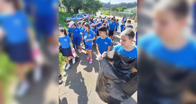 Durante a saída a campo os alunos recolheram lixo e eliminaram possíveis focos de transmissão do mosquito.