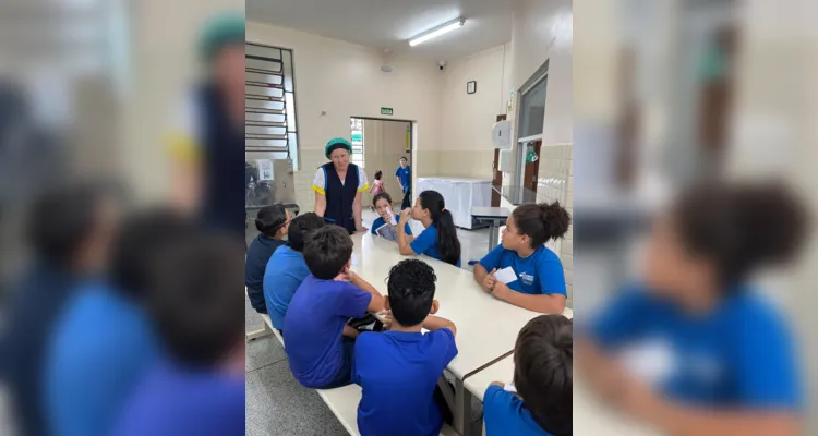 Uma entrevista com uma das merendeiras da escola também foi realizada pela turma.