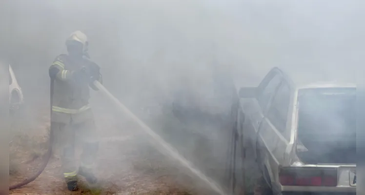 Duas equipes ABTR do Corpo de Bombeiros foram acionadas para controlar o fogo