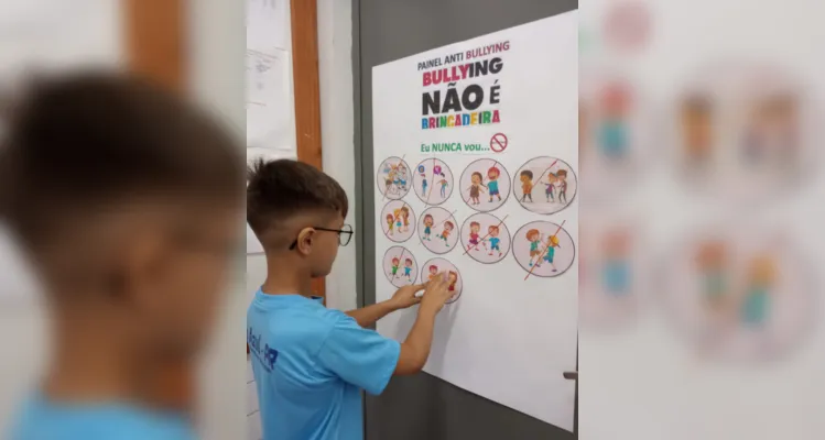 A turma participou de palestras e confeccionou cartazes e textos de conscientização sobre o combate ao bullying.