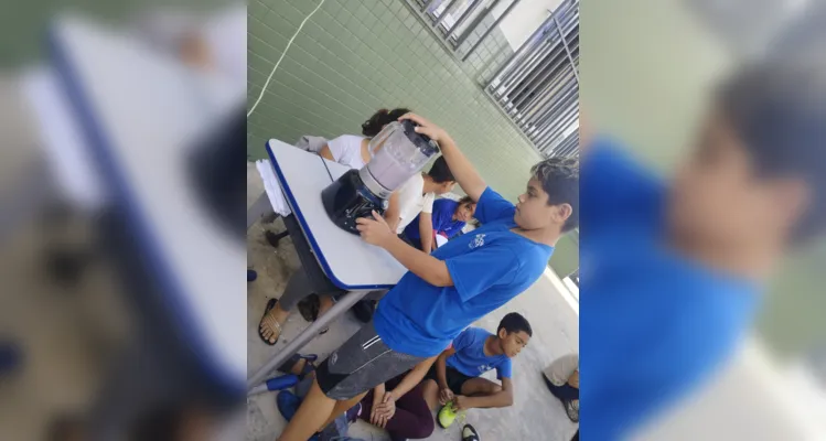 Com ações práticas, os alunos recolheram papéis utilizados por toda a escola e realizaram processos de reciclagem.