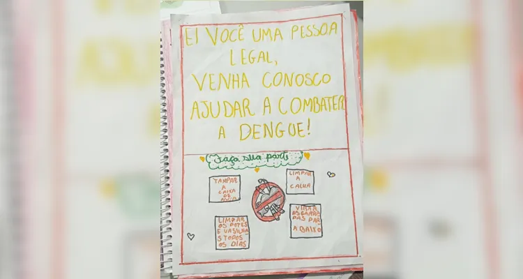 A elaboração dos panfletos informativos engajou os alunos, ainda mais pelo fato de haver uma competição para eleger qual seria o melhor folder.