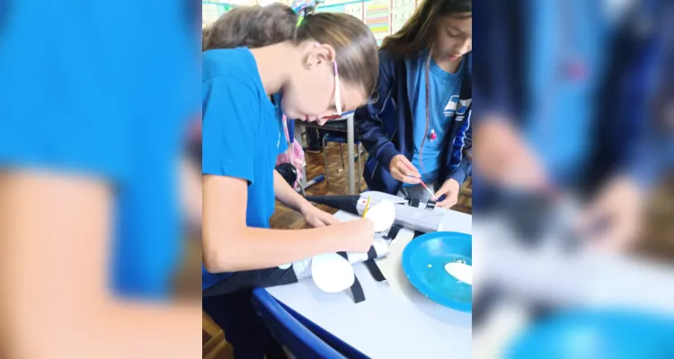 Através do conteúdo estudado em sala, os alunos partiram para a confecção da representação do mosquito Aedes aegypti.