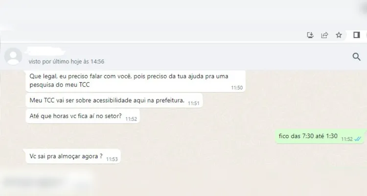 Trechos da conversa com o suspeito com a vítima