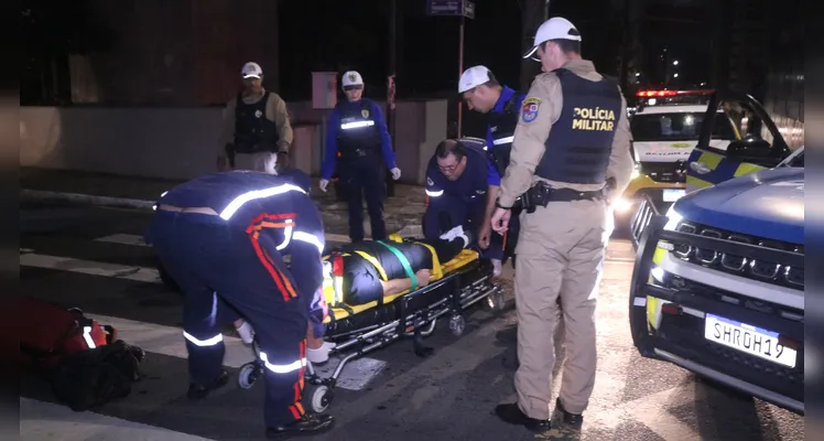 Equipes do Samu, da Polícia Militar e do Trânsito viário estiveram no local do acidente com o motociclista