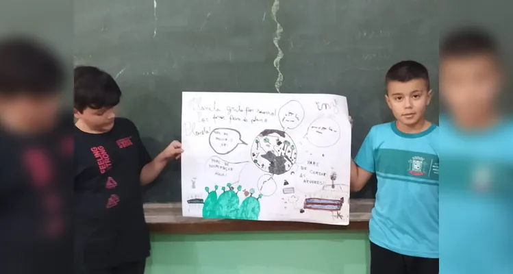 Confira os registros do trabalho ambiental em sala de aula.
