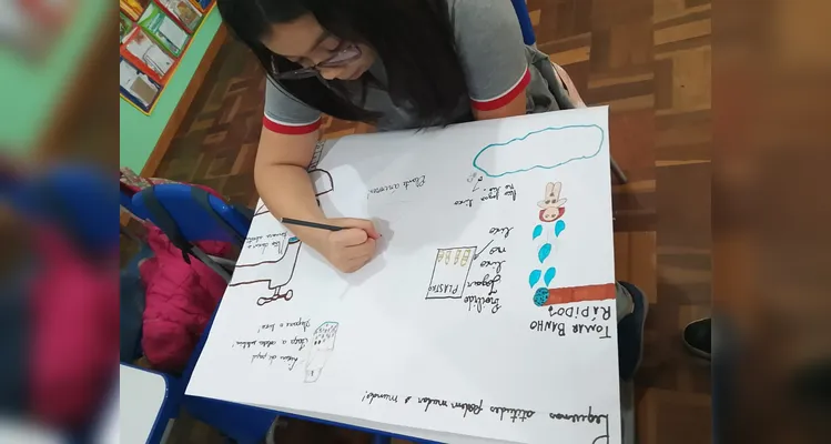 Confira os registros do trabalho ambiental em sala de aula.