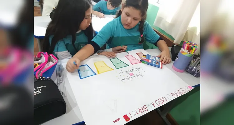 Confira os registros do trabalho ambiental em sala de aula.