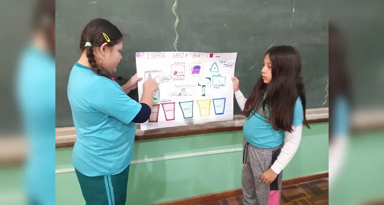 Confira os registros do trabalho ambiental em sala de aula.