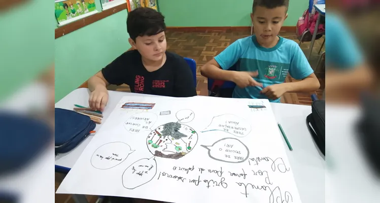 Confira os registros do trabalho ambiental em sala de aula.