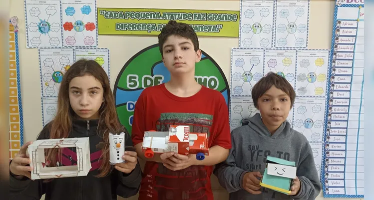 Trabalho contou com diversificados momentos em sala de aula, convergindo para práticas ambientais.