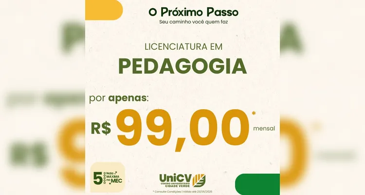 UniCV oferece cursos de graduação por apenas R$ 99 por mês até sábado