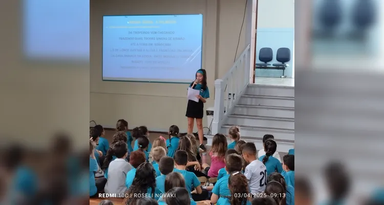 O resultado do trabalho da turma foi apresentado a toda a comunidade escolar.