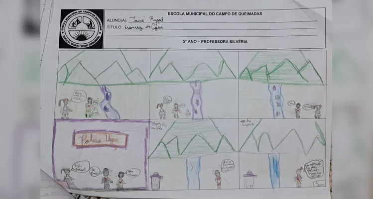 Uma das propostas de atividades realizadas pelos alunos envolveu a criação de uma história em quadrinhos sobre o tema.