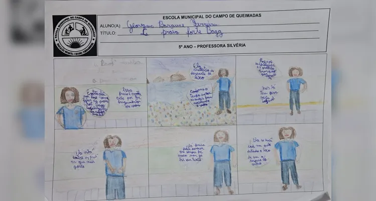 Uma das propostas de atividades realizadas pelos alunos envolveu a criação de uma história em quadrinhos sobre o tema.