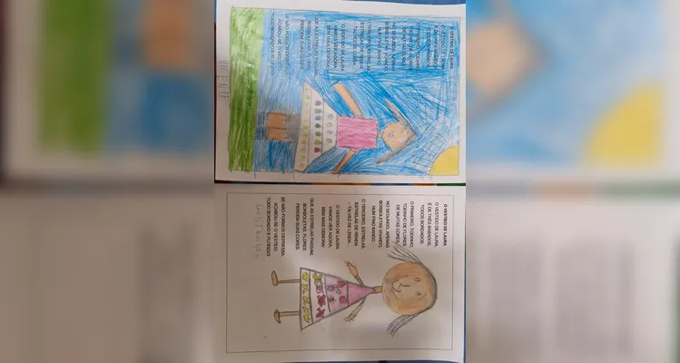 Após assistirem ao conteúdo, os educandos realizaram ilustrações sobre poemas que leram em sala.