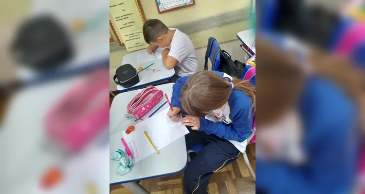 Em sala, os alunos também realizaram ilustrações sobre o tema estudado.