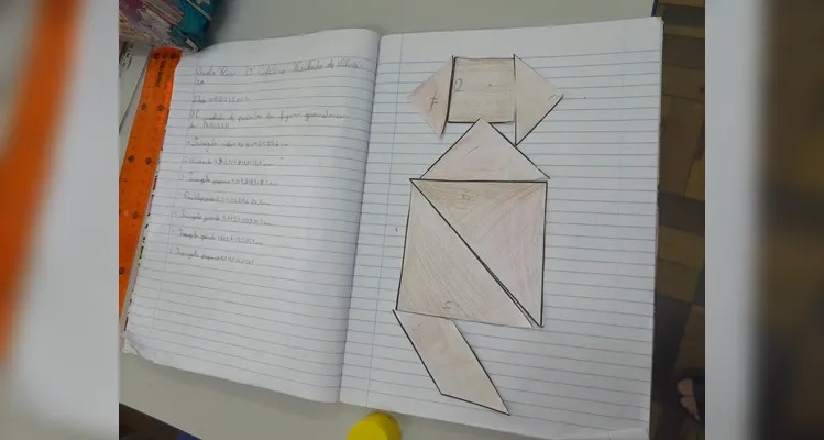 Os alunos realizaram observações, leituras do livro didático, montagens práticas de sólidos e criaram figuras tridimensionais com gomas e palitos.