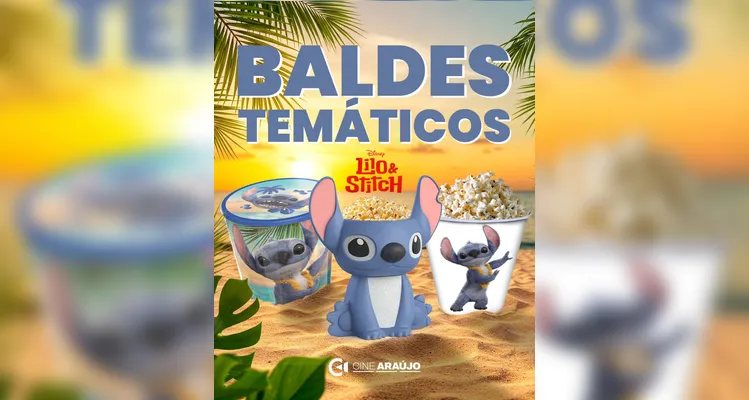 Modelos de baldes de pipoca do Cine Araújo |