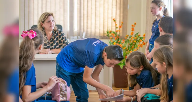As entrevistas aconteceram na Prefeitura Municipal e os alunos também realizaram um tour pelo local antes de gravarem o podcast.